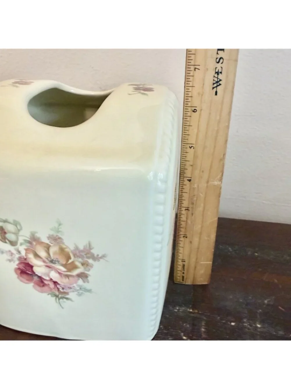 Vintage Athena California Floral Napkin Holder Ceramic Kitchen Decor Floral